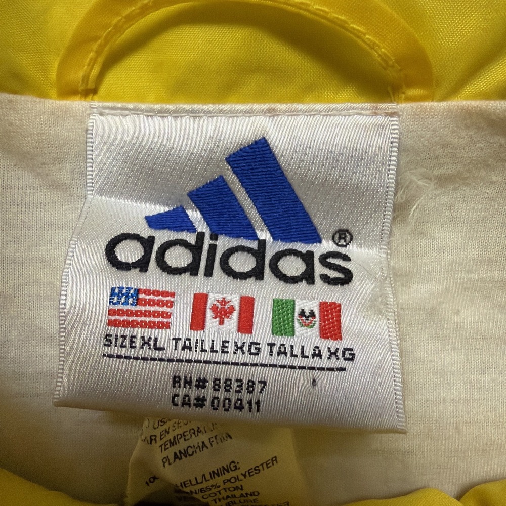 Vintage Adidas Track Jacket Mens XL Black Yellow White Logo 90s - Picture 4 of 8